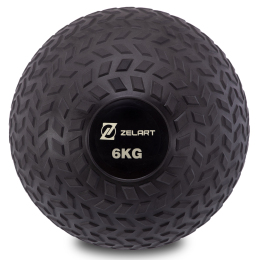 М'яч набивний слембол для кросфіту рифлений Zelart SLAM BALL FI-7474-6 6кг чорний