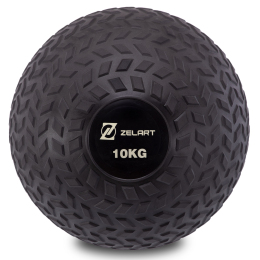 Мяч набивной слэмбол для кроссфита рифленый Zelart SLAM BALL FI-7474-10 10кг черный