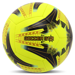 Мяч футбольный гибридная сшивка HYBRID SOCCER STAR FB-4467 №5 PU желтый-черный