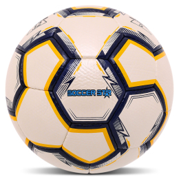 Мяч футбольный SOCCER STAR GOLF GRAIN FB-4516 №5 PU белый-синий-желтый