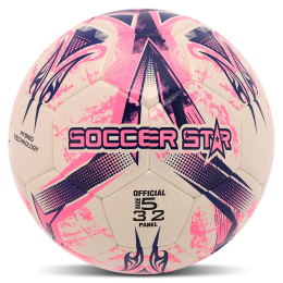 Мяч футбольный HYBRID SOCCER STAR TO-TOWN FB-4517 №5 PU белый-розовый