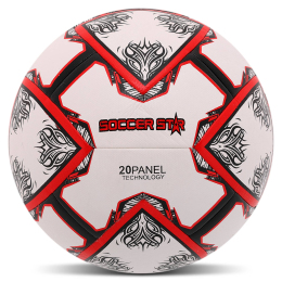 Мяч футбольный гибридная сшивка HYBRID SOCCER STAR FB-4523 №5 PU белый-красный