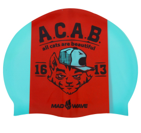 Шапочка для плавання MadWave A.C.A.B. M055823000W бірюзовий-помаранчевий