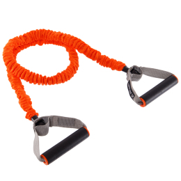 Эспандер трубчатый с ручками в защитном рукаве Zelart FI-7829-M нагрузка средняя оранжевый-серый