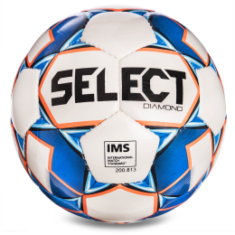 Мяч футбольный SELECT DIAMOND IMS NEW №5 белый-синий-оранжевый