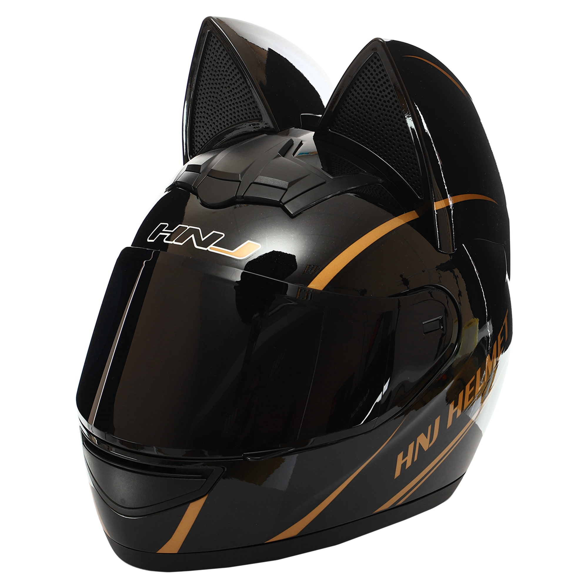 Мотошолом інтеграл (full face) Мото Кото з вушками NITRINOS NEKO HNJ M-9412 L (57-59) Чорн