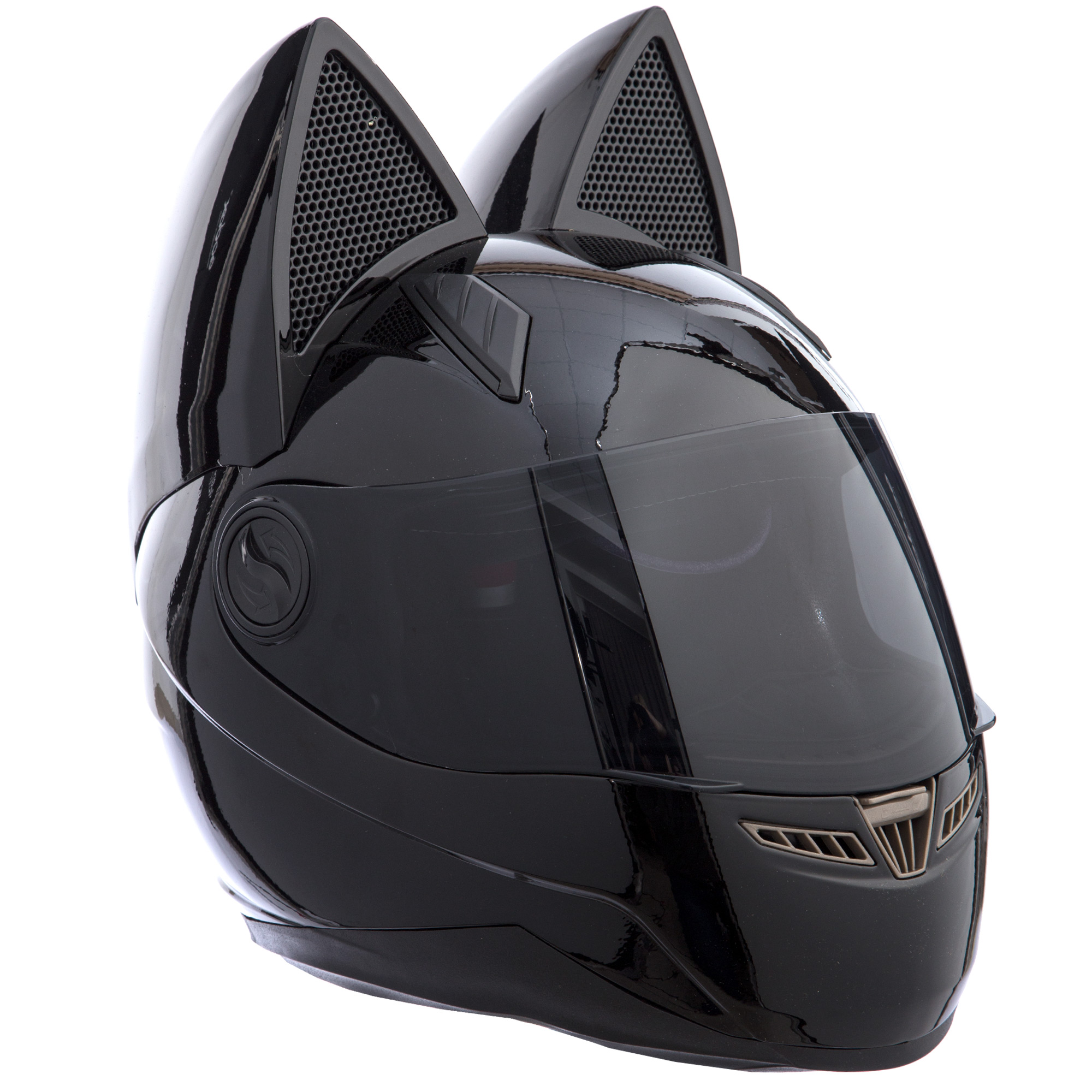 Мотошолом інтеграл (full face) Мото Кото з вушками NITRINOS NEKO MS-1650 XL Чорний