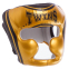 Шолом боксерський з повним захистом шкіряний TWINS FHG-TW4GD-BK S-XL золотий-чорний