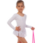 Купальник для танцев и гимнастики с длинным рукавом и юбкой Lingo CO-9013-CW XS-XL белый