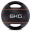 М'яч медичний медбол із двома ручками Zelart TA-7827-6 вага-6кг гума d-27,5см чорний-помаранчевий